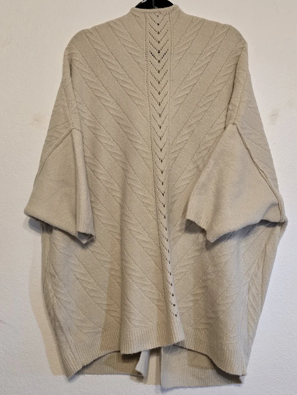 Natural Reflections Bass Pro Cable Knit Open Front Cardigan Sweater Tan Large - Picture 3 of 7